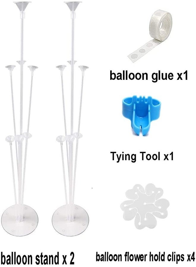 Just Flowers 2 Sets of Balloon Stand Kits with base, Reusable Clear Balloon holder Stand kit, Including 1 Tie Tool, 4 Flower Clips, for Home Outdoors Birthday Wedding Decorations(Plastic) - Image 2